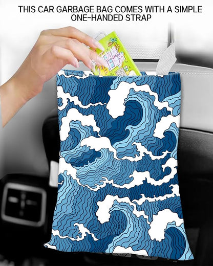 Car Garbage Can, Hanging Car Trash Can Bag for Back Seat Organizer, Cute Blue Sea