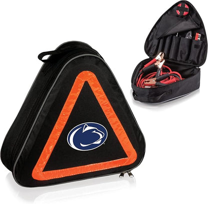 PICNIC TIME NCAA Penn State Nittany Lions Roadside Emergency Car Kit, Auto Vehicle Safety Road Side Assistance with Jumper Cables and Car Tool Kit, (Black with Orange Accents)