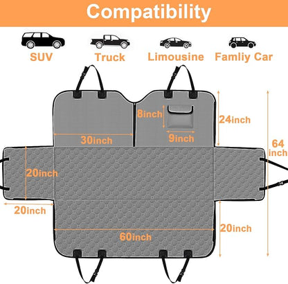 Mancro Dog Car Seat Cover for Back Seat, 2026 Upgraded 600D Heavy Duty Waterproof & Scratch-Resistant Dog Hammock for Car, Back Seat Pet Cover for Dogs with Sedan, Trucks and SUVs, Standard, Grey