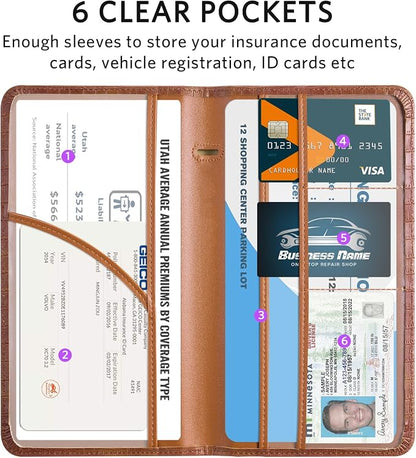 CoBak Car Registration and Insurance Holder - Vehicle Glove Box Car Organizer,Auto Truck Comparment Accessories Case with Magnetic Closure for Driver License,Cards