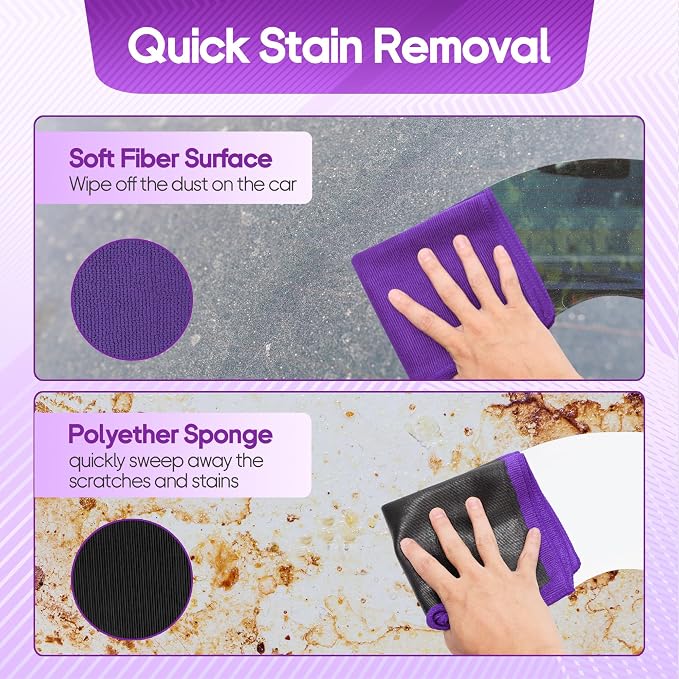 2PCS Clay Towel Auto Detailing, Clay Bar Towel Cloth Auto Detailing for Car (12 x 12 in) (Purple)