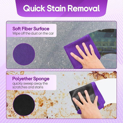 2PCS Clay Towel Auto Detailing, Clay Bar Towel Cloth Auto Detailing for Car (12 x 12 in) (Purple)