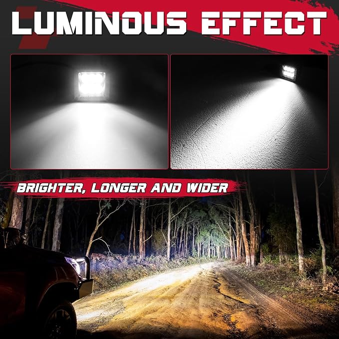 LED Cubes, OFFROADTOWN 3inch 120W CREE LED Pods Driving Lights Cubes Ditch Light Off Road Lights Reverse Light for Truck Pickup UTV ATV SUV Boat 4x4 Car - Combo