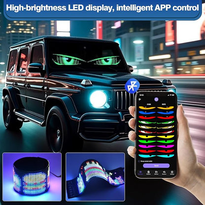 2Pcs Devil Eyes Light for Cars | LED Eyes for Truck Windshield | Flexible Scrolling Programmable LED Sign | Can Edit Text/Graffiti/Animations