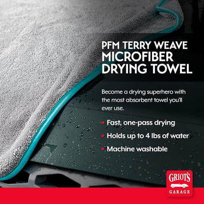 Griot's Garage PFM Microfiber Drying Towel for Car Wash and Auto Detailing, High Absorbency, Machine Washable, Small, 28"x 20", 55504
