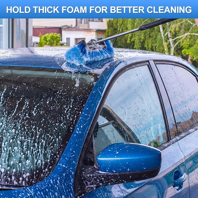 Vesici 8 Pcs Car Wash Brush Head with Soft Detailing Bristle Flow Thru Car Cleaning Brush Exterior Cars Wash Equipment for Auto Truck RV Boat Camper Washing, 10 Inch (Blue)