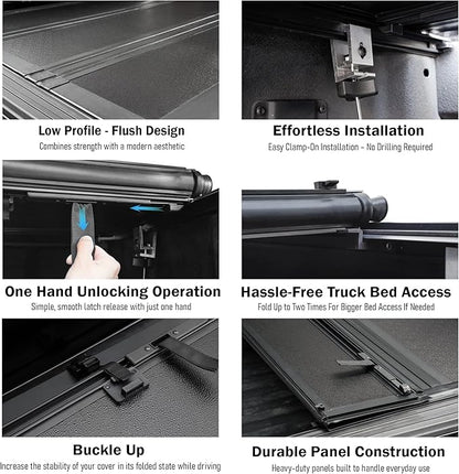Toptiny Low Profile Hard Folding Truck Bed Tonneau Cover Fits 2022-2026 Toyota Tundra 5‘6" Bed (66.7")