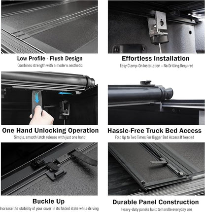 Toptiny Low Profile Hard Folding Truck Bed Tonneau Cover Fits 2022-2026 Toyota Tundra 6'6" Bed (78.7")