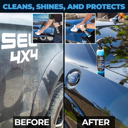 Flowgenix™ Waterless Car Wash Spray - Grand Finale - Motorcycle Cleaner & Car Wax Polish (8 oz) - Ceramic Coating - Incl. 2 Microfiber Towels - Quick Detailer Spray to Make Your Vehicle Shine