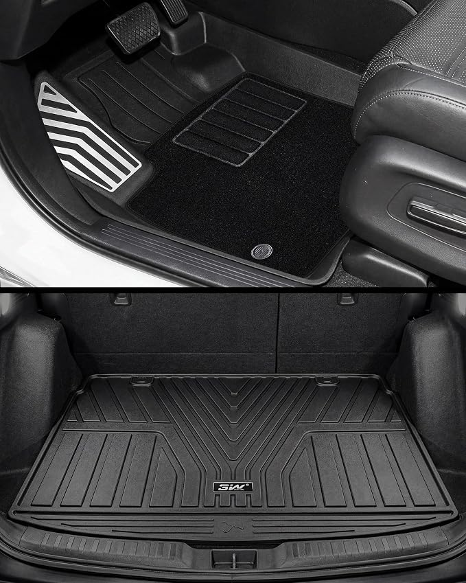 3W Floor Mats(with Metal Pedals) with Carpet & Cargo Liner Fit for Honda CR-V 2023 2024 2025 2026 TPE All Weather Waterproof Custom Fit Automotive Liners and Carpet for Honda CRV(Include Hybrid)