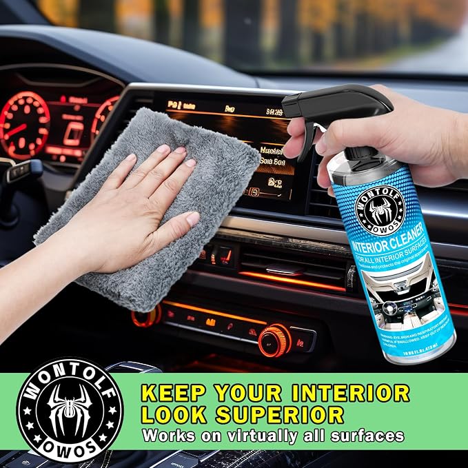 Wontolf Complete Car Wash Cleaning Kit, Car Interior Detailing Kit with Car Wash Soap, Interior Detailing Cleaner, Wheel Cleaner, Wheel Brush, Dying Towel, for Cars Trucks RVs SUVs