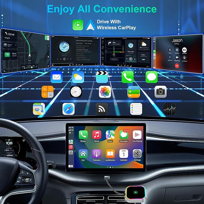 Wireless CarPlay Adapter 2-in-1 for iPhone & Android Auto, Converts Wired to Wireless CarPlay, Compatible with 800+ Car Models (2016+), iPhone iOS 10+ & Android Devices