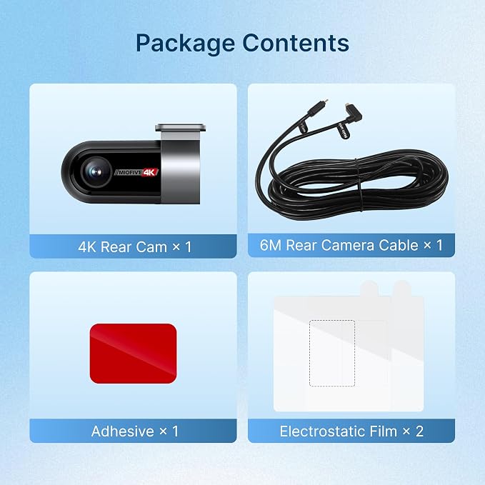Miofive in-Car Rear Camera for Miofive S1/S1 Pro/S1 Ultra Series Dash Cam, 4K/2160P Backup Camera with Cable and 360° Rotation