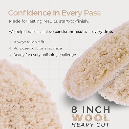 TCP Global 8" 100% Wool Polishing & Buffing Pad Double Sided - Wool Buffing Pad for Automotive, Marine, Truck, RV & Compound Cutting