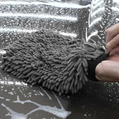 WASH&WHIPS Chenille Premium Scratch-Free Microfiber Lint-Free Blue Wash Mitt 8" x 10"in & Black Pitstop Particle Interceptor - Regular Size, 8" x 10"in