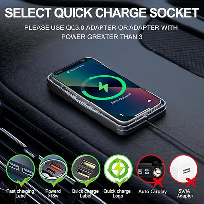 Car Wireless Charger Pad, 15W Fast Wireless Car Charger, Non-Slip Wireless Phone Charger Car Compatible with iPhone 17/16/15/14/13/12, Samsung and LG, Android Phones