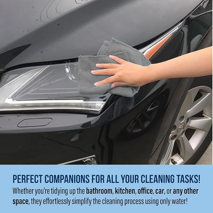 GREEN LIFESTYLE Microfiber Cleaning Cloth 11.5" x 11.5" 12 Pack - Edgeless Microfiber Towels for Cars, Cleaning Rags, Lint Free Car Microfiber Towel, Reusable Cleaning Cloths for House, Garage (Grey)