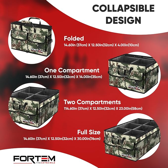 FORTEM Trunk Organizer For SUV Car Trunk Organizer, Foldable Storage, Car Accessories for Women Men, Collapsible Bag, 600D Oxford, Non Slip Bottom, Straps, Soft Cover (85L)