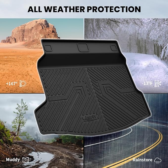 LASFIT Trunk Mat for Honda Civic Hatchback 2022-2026 & Civic Hatchback Hybrid 2025-2026, All Weather TPE Custom Fit Trunk Liner Cargo Mat Cargo Liner, Black
