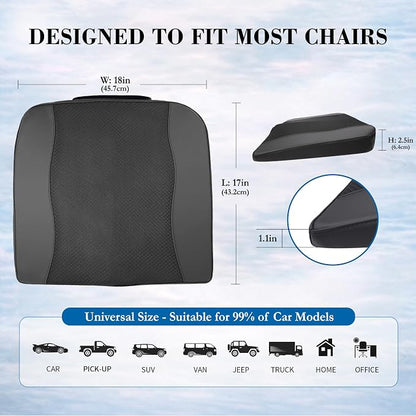 Lofty Aim Car Seat Cushion, Comfort Memory Foam Car Cushions for Driving - Sciatica & Lower Back Pain Relief, Driver Seat Pillow for Auto, Office Chair, Wheelchair - Black