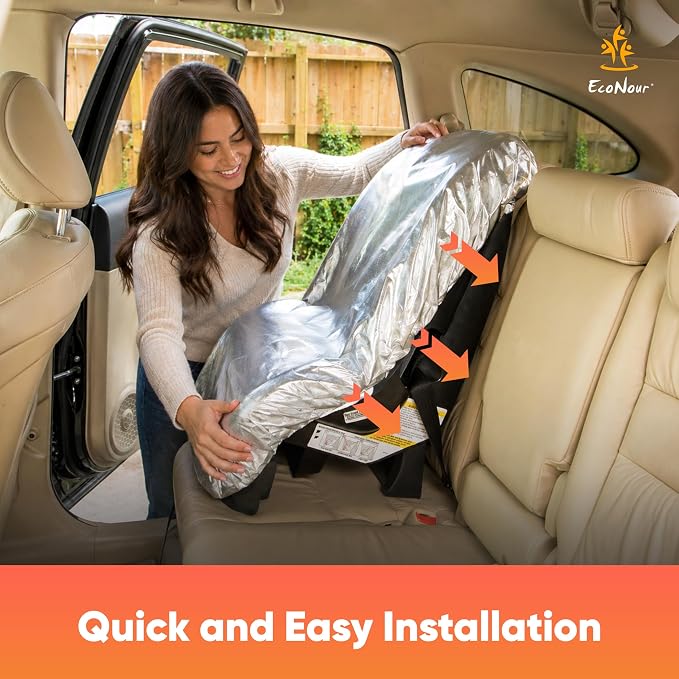 EcoNour Baby Car Seat Sun Shade Cover | Infant Carseat Heat Protector Keeps Toddler Seat at a Cool Temperature | Reflective car seat Sunshade Blocks Out Heat | Baby Travel Accessories
