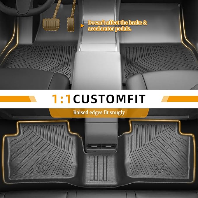 Floor Mats for Honda Ridgeline 2017 2018-2026, TPE Ridgeline Sport,RTL,Trail Sport,Black Edition, RTL-E Floor Mats, Non-Slip Waterproof Summer Winter 1st & 2nd Row & Bed Liners