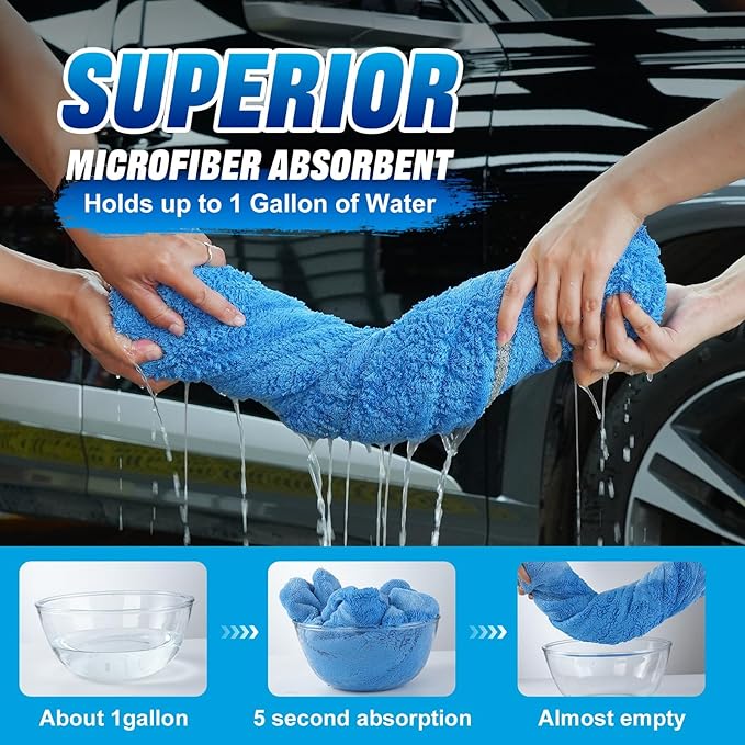 TTRCB 2 Pack Car Drying Towels (48" x 24"), Extra Large Microfiber Towels for Cars, 1400 GSM Ultra-Absorbent, Streak Free, Double Twisted-Loop Drying Towels Car Detailing for SUV, RV, Trucks