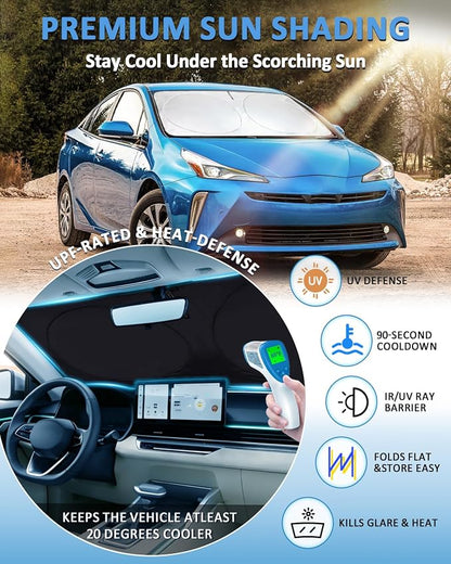 Sun Shade for Prius C Windshield Sunshade Custom fit for 2012-2019 Toyota Prius C Accessories Foldable Front Window Cover UV Bloker Sun Visor Protector