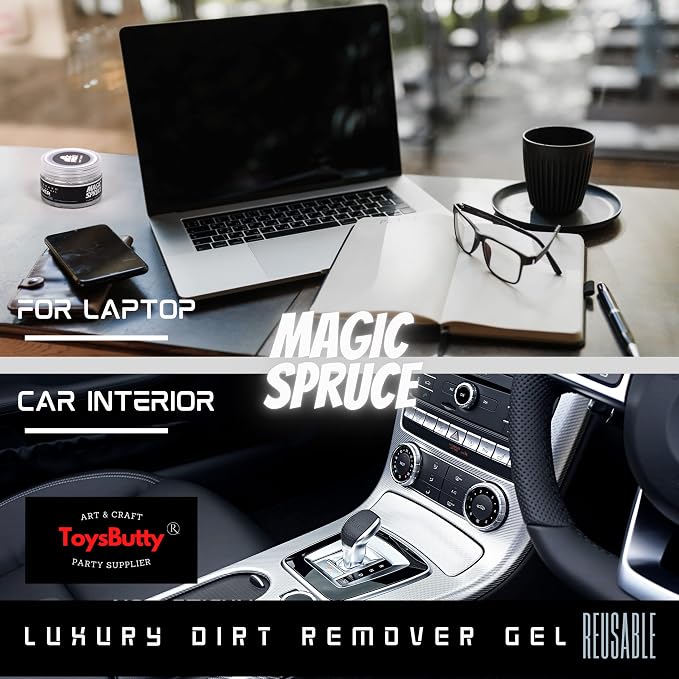 MAGIC SPRUCE Cleaning Gel for Car Interior, Universal Car Cleaning Kit With Mint Scented Luxury Silver Cleaning Gel Putty Reusable, Non-Water Keyboard Cleaner for Laptop Dust Cleaning in Containers