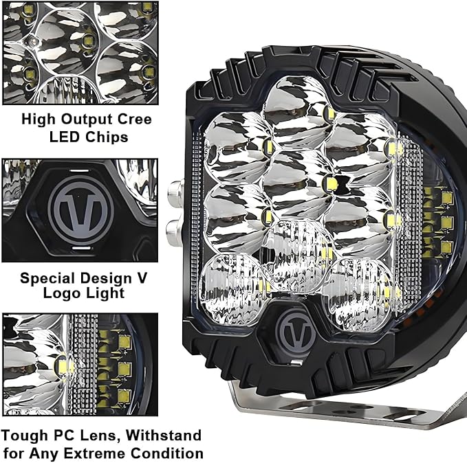 Gzminjie 5 inch 50W LED Driving Light 1PCS 5500LM Flood Light Pod Off Road Fog Driving Roof Bar Bumper for ATV, UTV, Cart, SUV Trucks, Pickup, F150, Pack of 1