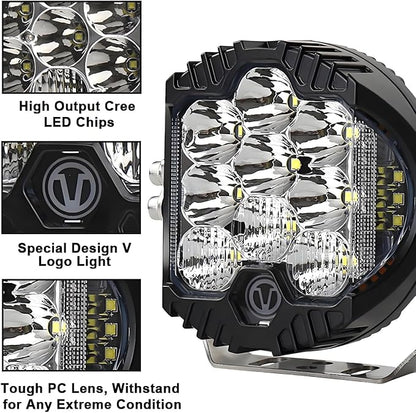 Gzminjie 5 inch 50W LED Driving Light 1PCS 5500LM Flood Light Pod Off Road Fog Driving Roof Bar Bumper for ATV, UTV, Cart, SUV Trucks, Pickup, F150, Pack of 1