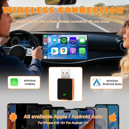 Wireless CarPlay Adapter for iPhone, Wired to Wireless CarPlay Dongle, Plug & Play, Auto-Connect, Low Latency, USB/Type-C Compatible with OEM Wired CarPlay Vehicles - LsdWkt
