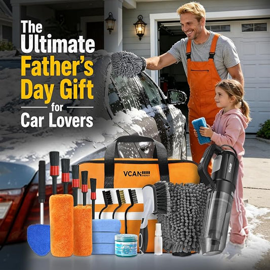 VCANENERGY Car Cleaning kit, Car Interior Detailing kit with 10000pa Car Vacuum Cleaner, Detailing Brush Set, Wheel Brush, Windshield Cleaner Tool, Complete Auto Accessories for Men, Women