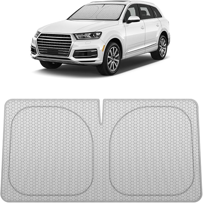 helloleiboo Graphene Car Windshield Sun Shade – 59" x 33" Foldable Car Sun Shade, Advanced Heat Absorption & UV Protection, Universal Fit for Cars, SUVs & Trucks (59 * 33 Inches)