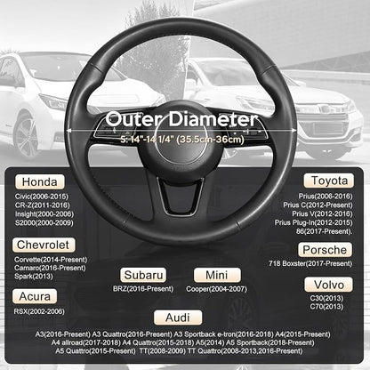 SEG Direct Car Steering Wheel Cover Small Size 14"-14 1/4" Black | For Model 3 Model Y Prius Civic Camaro Rogue, Non-Folding Packaging, Heavy duty, Microfiber Leather Carbon Fiber Pattern