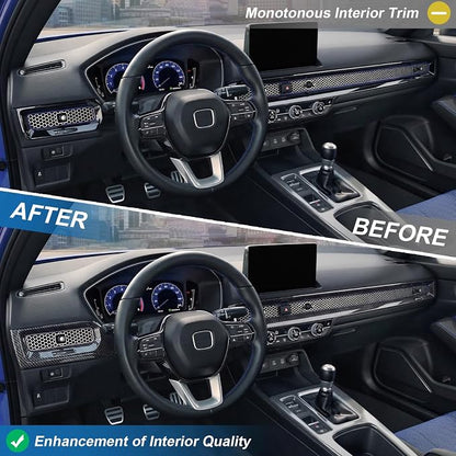 Carbon Fiber Center Console Dashboard Panel Cover AC Air Vent Cover Compatible with 2022-2026 11th Gen Honda Civic