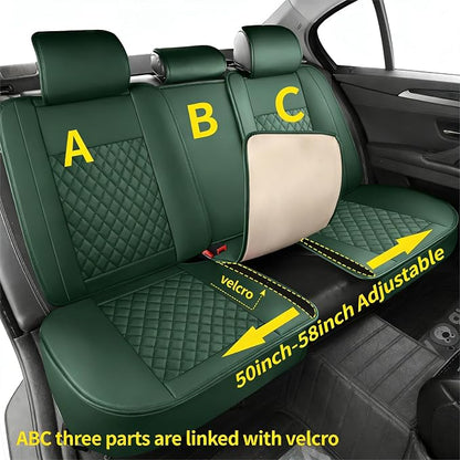 Car Seat Covers Full Set,3D Contoured with Lumbar Support Nappa Leather Automotive Seat Covers for Cars SUV Truck Sedan,Universal Anti-Slip Driver Seat Cover with Backrest Style2 Dark Green