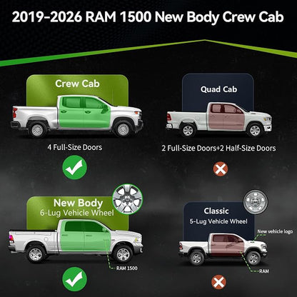AUTOSAVER88 6 Inch Running Boards Compatible with 2019-2026 Ram 1500 New Body Crew Cab, Step Pad Design Side Steps, Stainless Steel Nerf Bars Step Bars