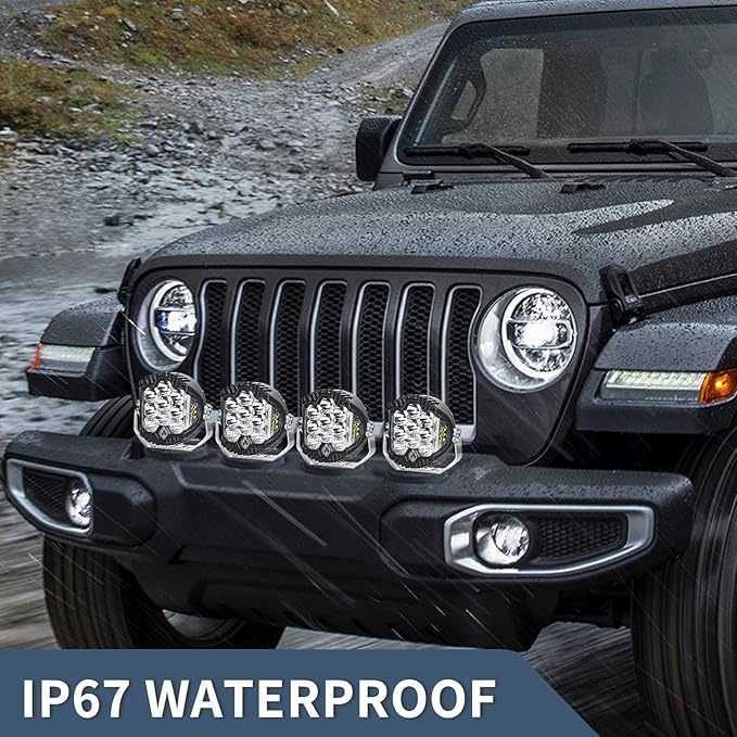 5 Inch 50W LED Driving Light, 5000LM Offroad Light IP67 Waterproof Round Work Light Spot Flood Combo for Wrangler, ATV, SUV, UTV, Trucks, Pickup, 4x4, F150 - Pack of 1