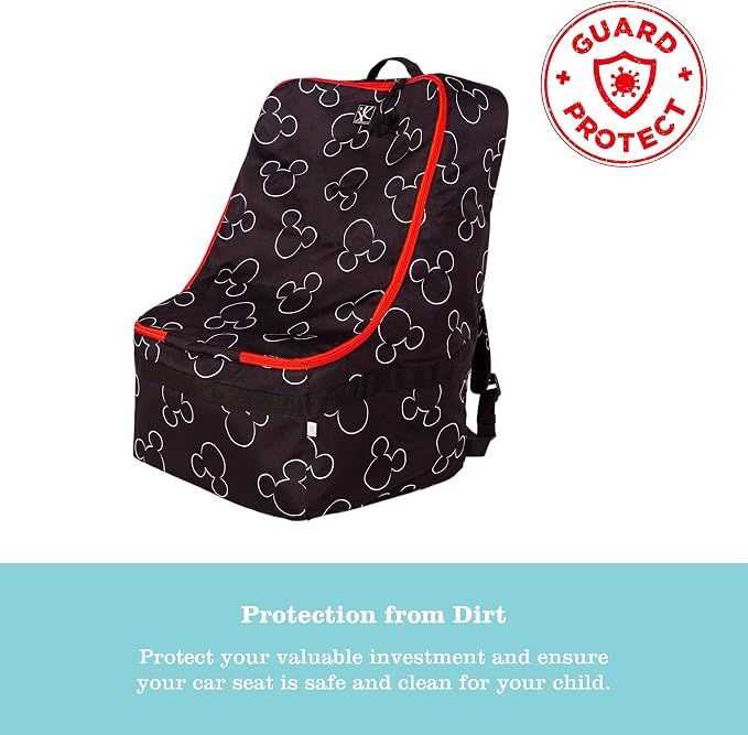 J.L. Childress Disney Baby Padded Backpack Car Seat Bag - Travel Bag for Airplane, Fits Most Baby & Infant Car Seats, Boosters, & Carriers, For Gate or Baggage Check - Ultimate, Mickey Mouse, Black