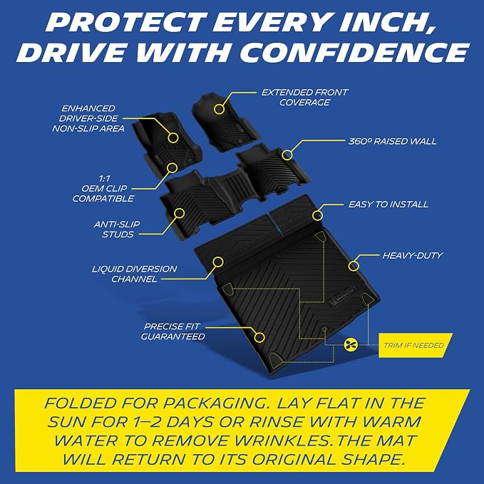 Michelin Vehicle Mats, All-Weather TPE Custom Fit Liner for 2021-2026 Ford Bronco 4-Door (4 Piece), Premier