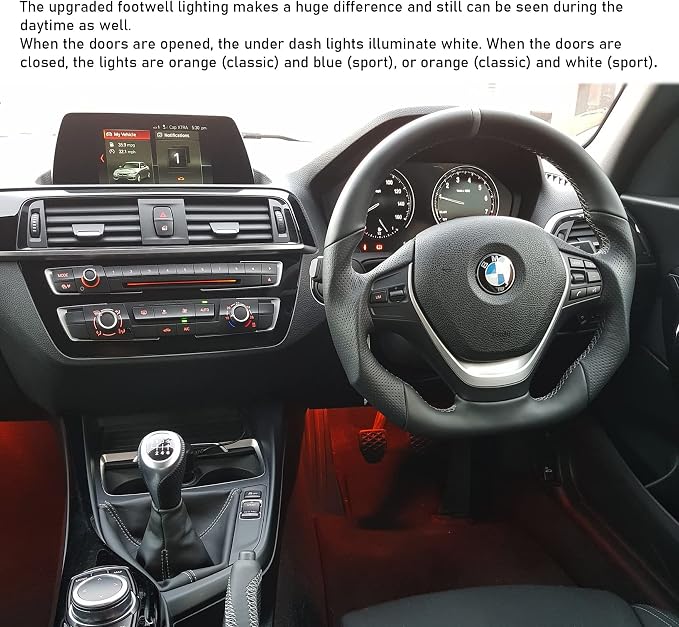 Jaronx Compatible with BMW LED Footwell Ambient Light for 1' F20, 2' F22, 3' F30, 4' F32, 5' F10, 7' F01, X3 F25, X4 F26, Under Dash Ambient Lights Interior LED Atmosphere Lighting