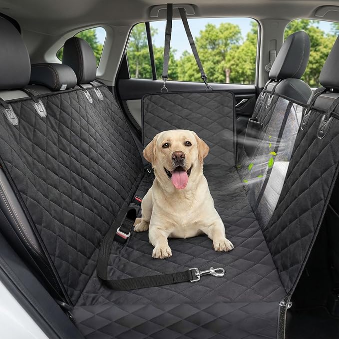 Dog Car Seat Cover, 600D Heavy Dute Durable Car Seat Cover for Dogs Pets, 100% Waterproof Scratch Proof Nonslip Dog Hammock for Cars, Seat Covers Protector with SeatBelt for Pet Sedan SUV Trucks