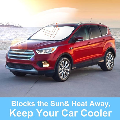 TINGLU Sun Shade for Ford Escape 2013-2019 Accessories Windshield Sun Shade Window Shade UV Rays Protection Sun Visor Cover with Steering Wheel Sunshade Storage Bag