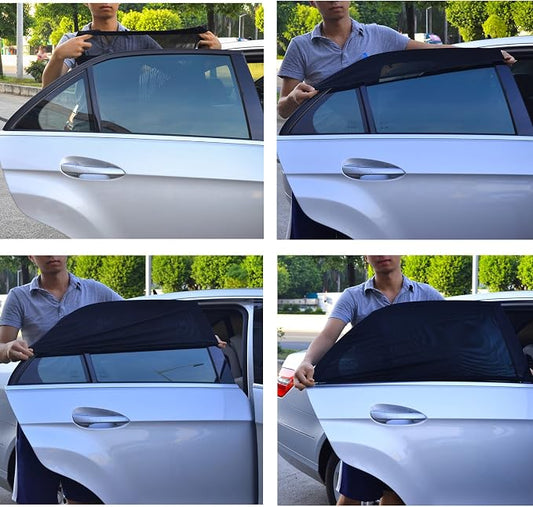 TFY Universal Car Side Window Sun Shade - Protects Your Kids from Sun Burn - Double Layer Design - Maximum Protection - Fit Most of Vehicle - 2 Pieces (Regular Contoured Window)