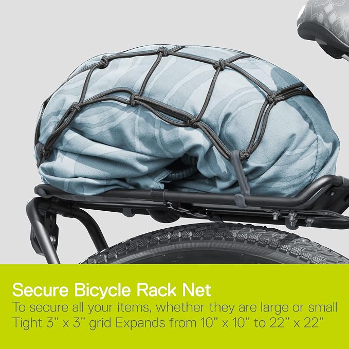 Small Cargo Net by Delta Cycle - Expandable Bungee Net with Hooks Stretches to 22" x 22" - Bike Cargo Net Keeps Your Gear Tightly in Place for Bikes & Kayaks