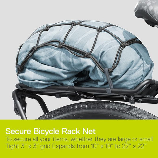 Small Cargo Net by Delta Cycle - Expandable Bungee Net with Hooks Stretches to 22" x 22" - Bike Cargo Net Keeps Your Gear Tightly in Place for Bikes & Kayaks