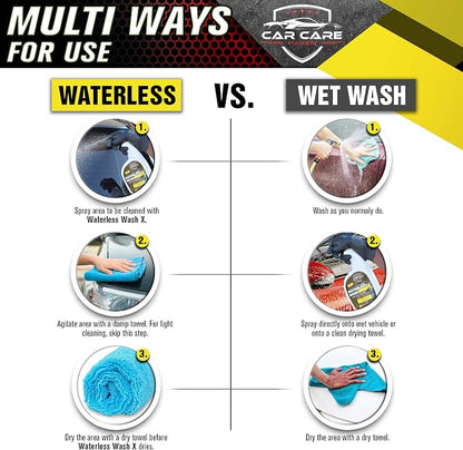Waterless Wash X Car Detailing, Gallon + 16oz+ Towels | 5 Microfiber Towels, Quick Detailer for Any Vehicle, Wash in Garage, at Work, or Anywhere, Spray On & Wipe Off, Without Water
