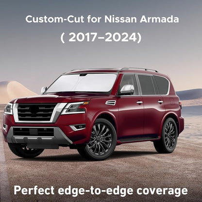 EcoNour Windshield Sunshade Compatible for Nissan Armada 2017-2022 2023 2024, Sun Visor for Front Windshield & Window Sun Shade Cover, UV Heat Blocker & Protector, Car Accessories
