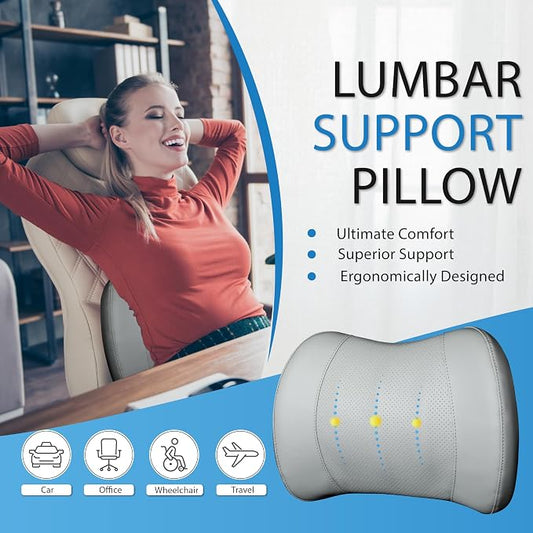 Lofty Aim Classic Memory Foam Lumbar Cushion Provides Excellent Back Support and Pain Relief - Back Cushion for Driving, Chair Support for Car-Office Chair, Wheelchair - Classic Gray